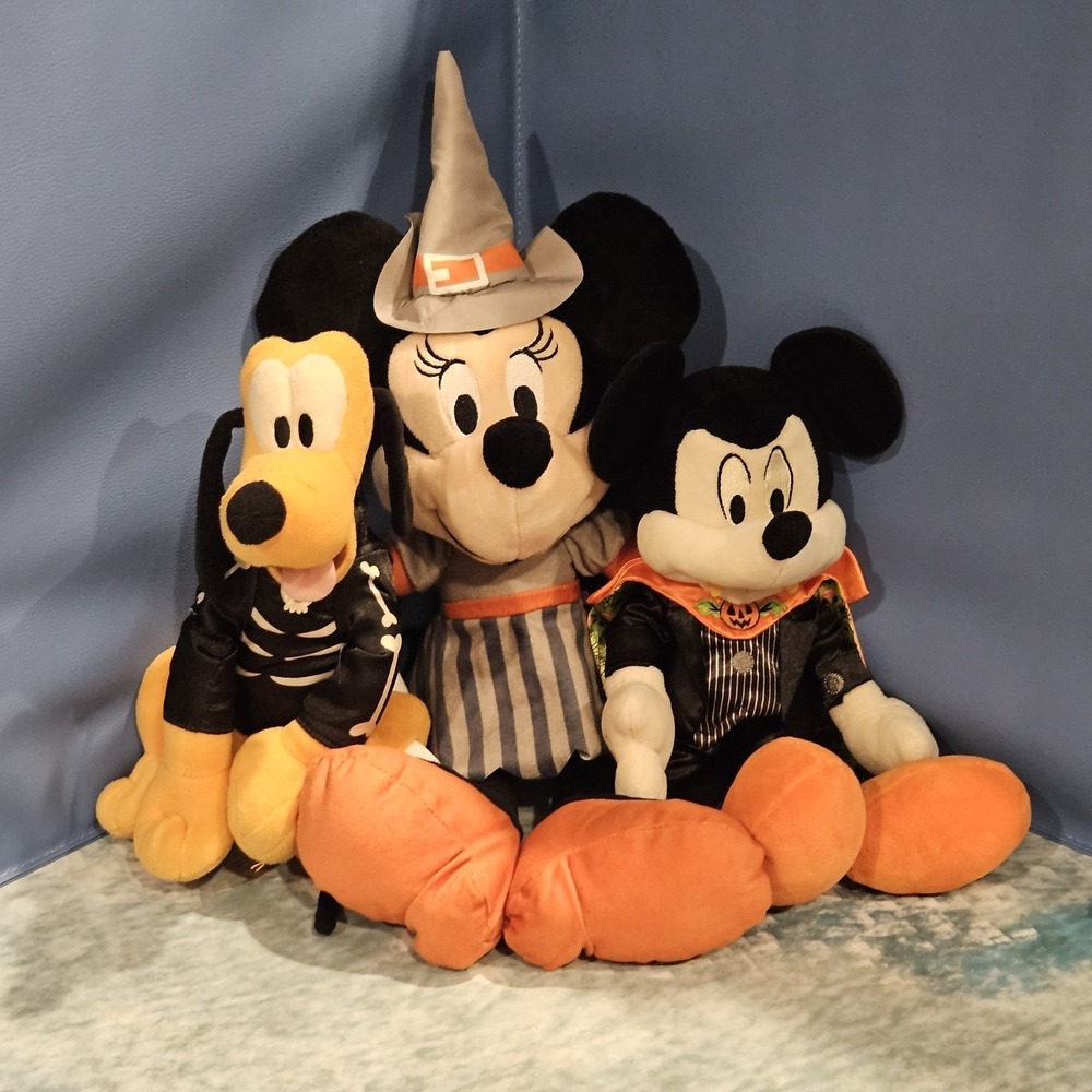 Disney Halloween Plush Lot Mickey Vampire Pluto In Costume Minnie Witch Baby